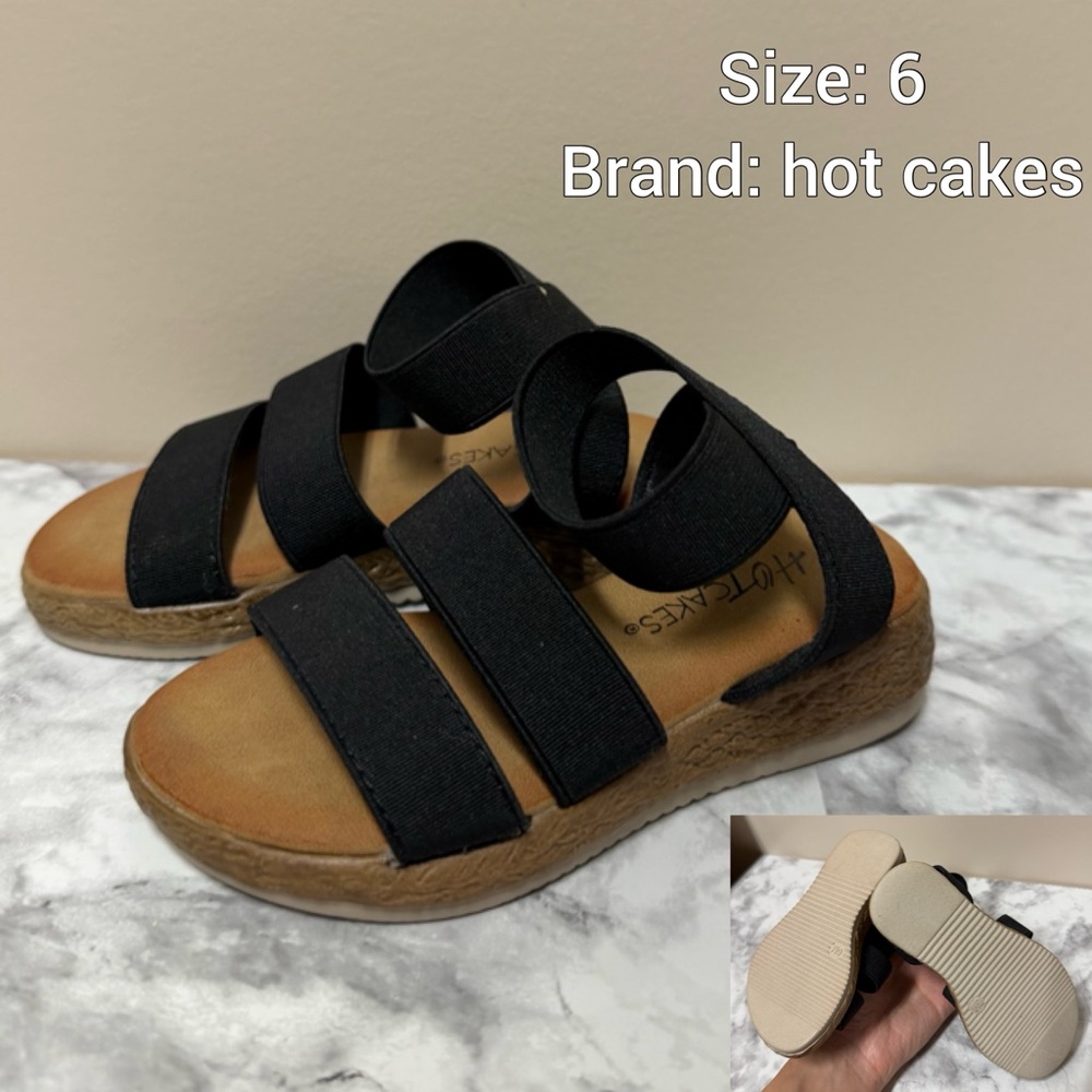 Hot Cakes Black Kids Sandals with Tan Sole